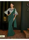 Green Mohmanthan Carmella Lycra Party Wear Handwork Heavy Embroidery Work Saree 5807